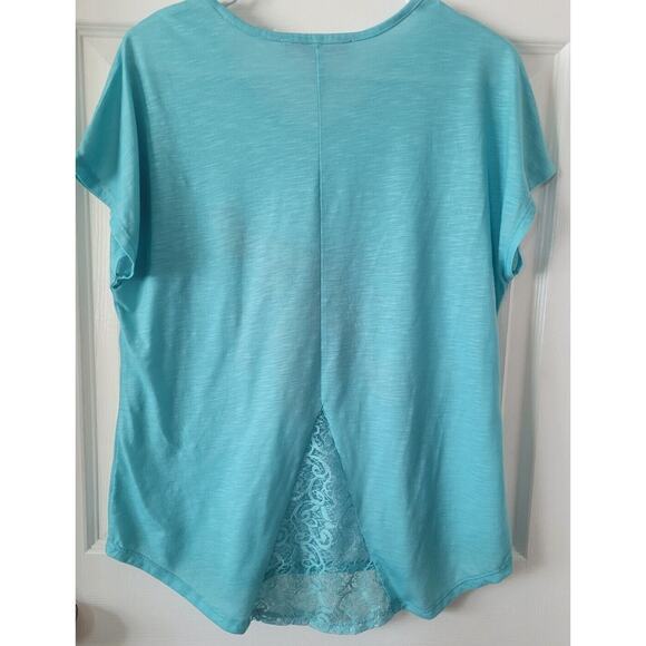 Leoma Lovegrove L Top Turtle Underwater Ocean Short Sleeve Lace Back Green Teal - Picture 6 of 7